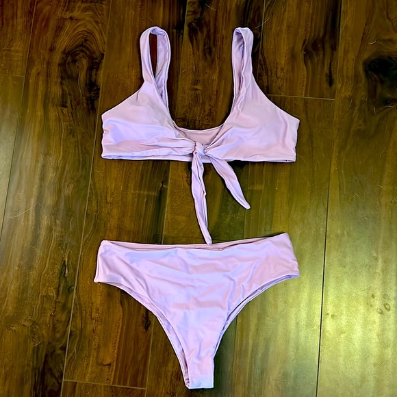 Mauve string tie bikini with cheeky bottoms - Picture 1 of 3